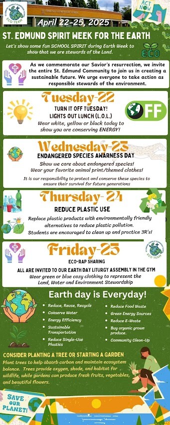 St Edmund Earth Spirit Week 2025 poster